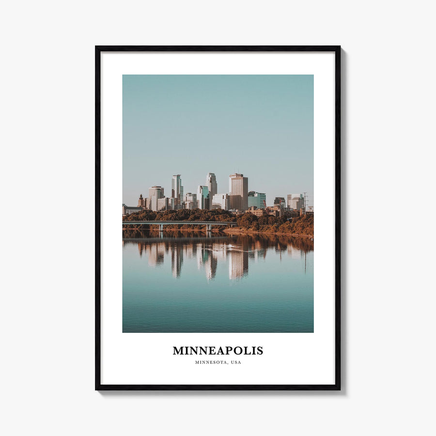 Minneapolis no. 3 colorful classic poster of Minnesota, USA – vertical wall art, unframed print shown in interior mockup