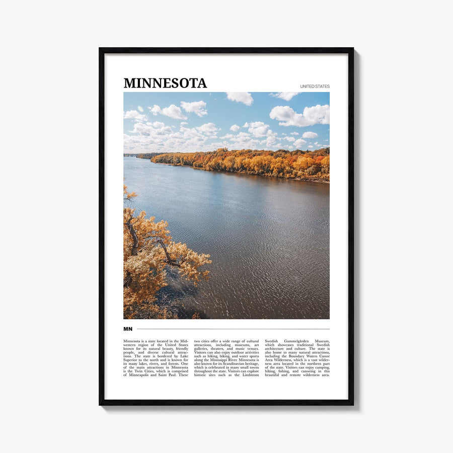 Minnesota no. 1 colorful travel poster of United States – vertical wall art, unframed print shown in interior mockup
