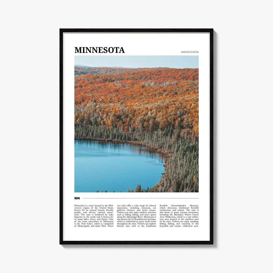 Minnesota no. 2 colorful travel poster of United States – vertical wall art, unframed print shown in interior mockup