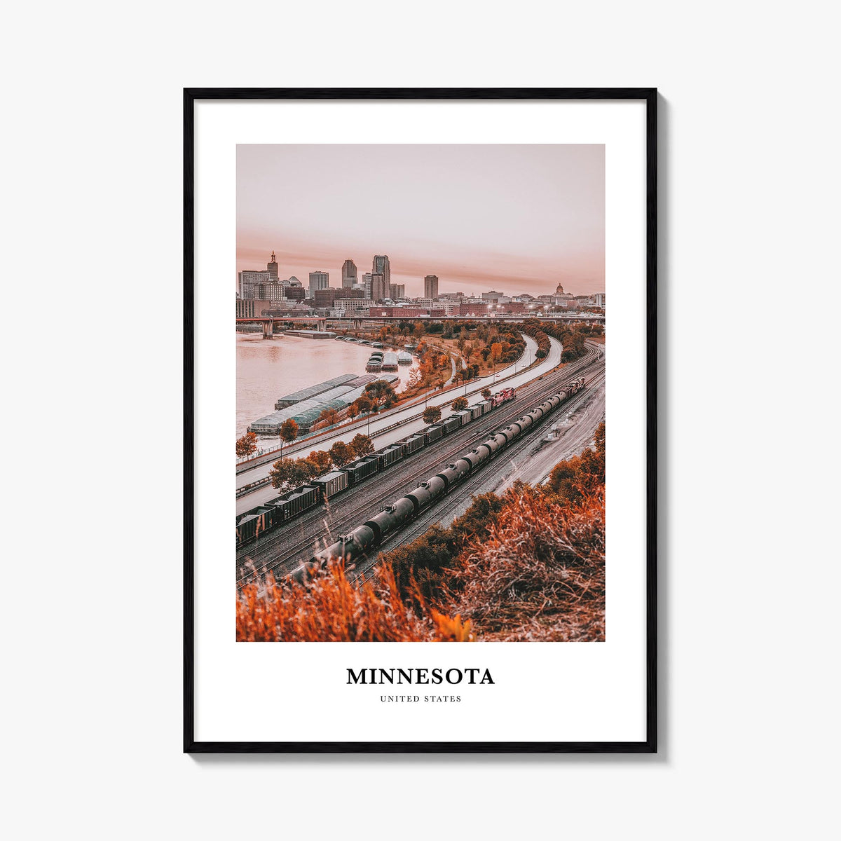 Minnesota no. 3 colorful classic poster of United States – vertical wall art, unframed print shown in interior mockup