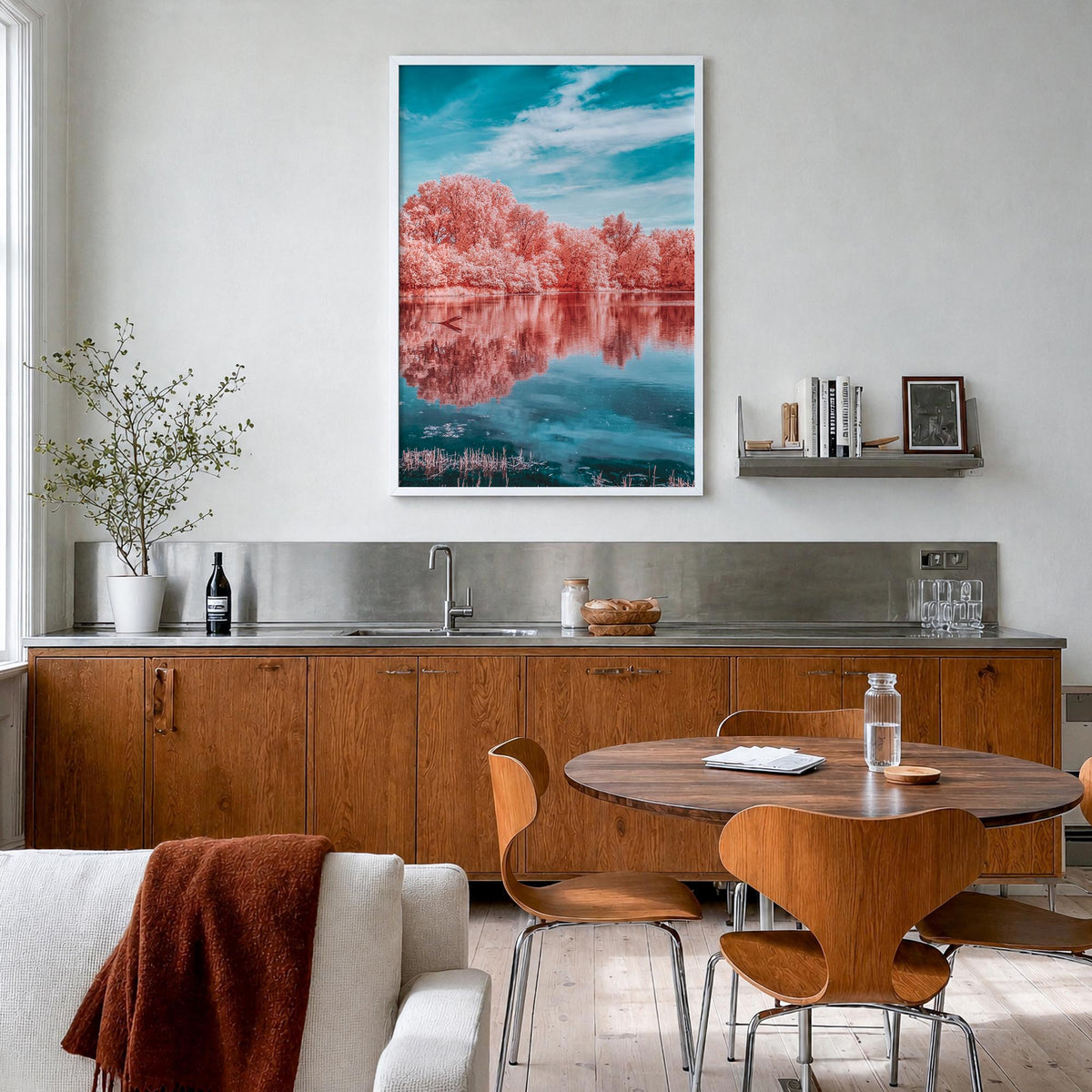 Minnesota no. 3 colorful photo poster of United States – vertical wall art in white wood frame, hanging on wall