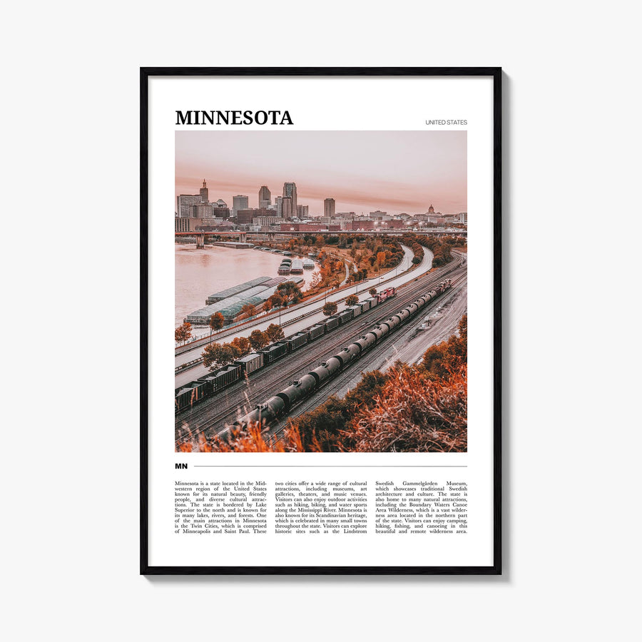 Minnesota no. 3 colorful travel poster of United States – vertical wall art, unframed print shown in interior mockup