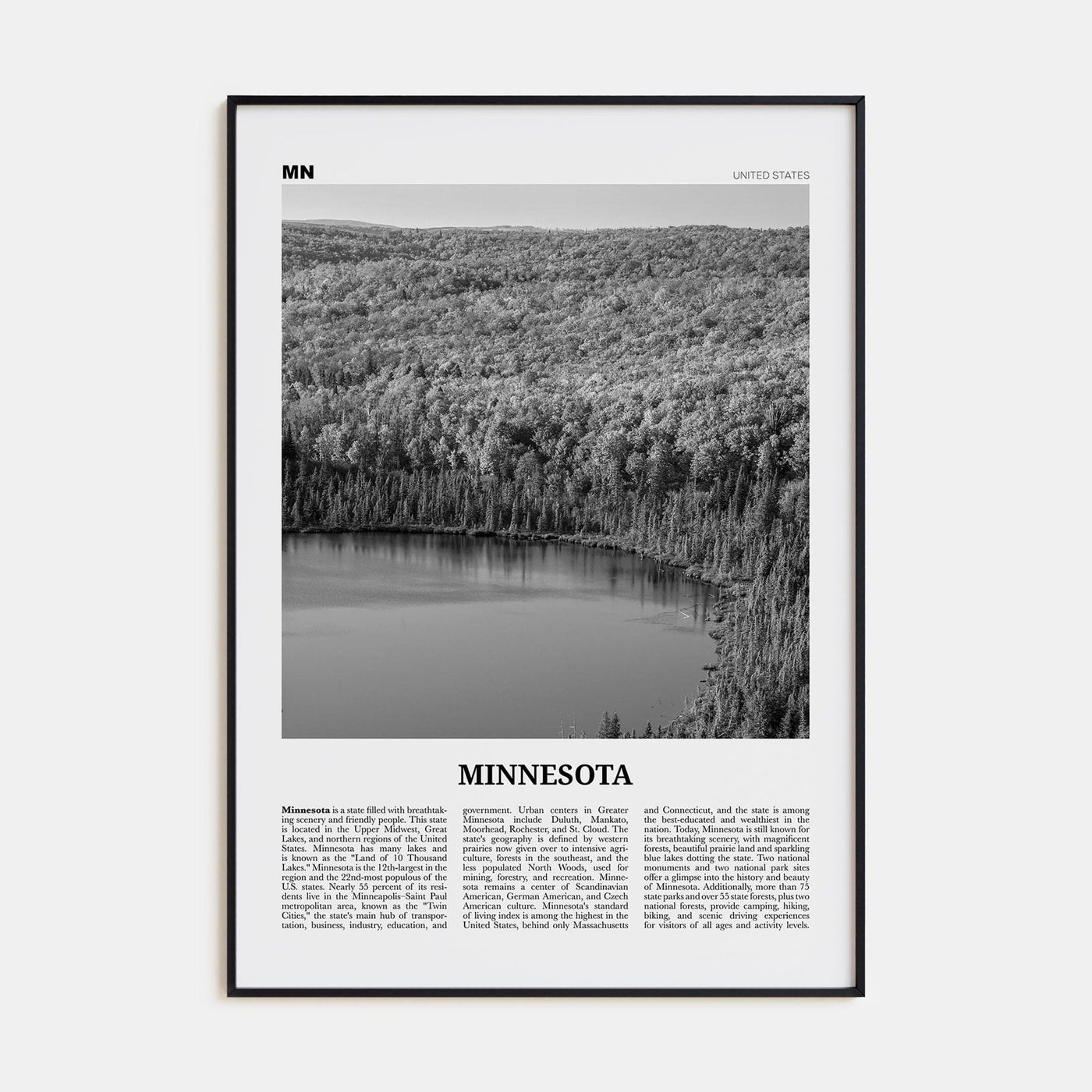 Minnesota No 3 Poster None / 8x12 in Nbourhood Travel B&W Poster