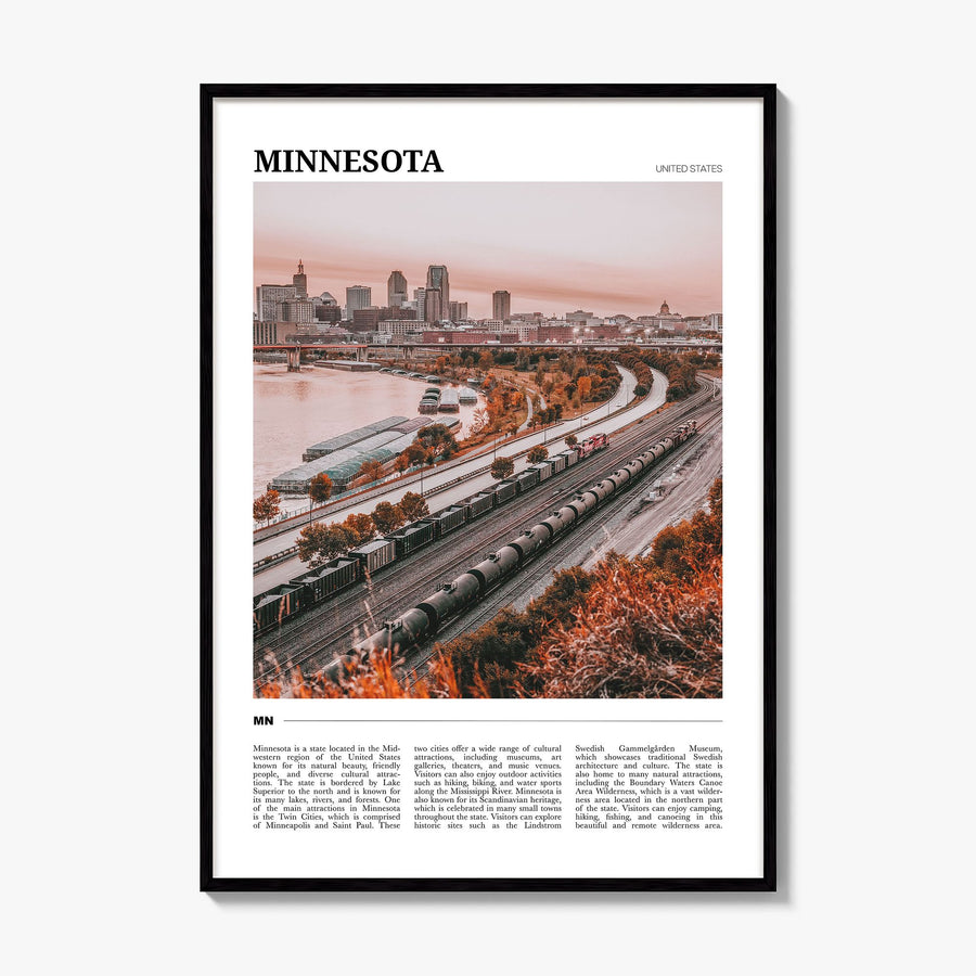Minnesota Travel No 3 Poster, framed poster mockup