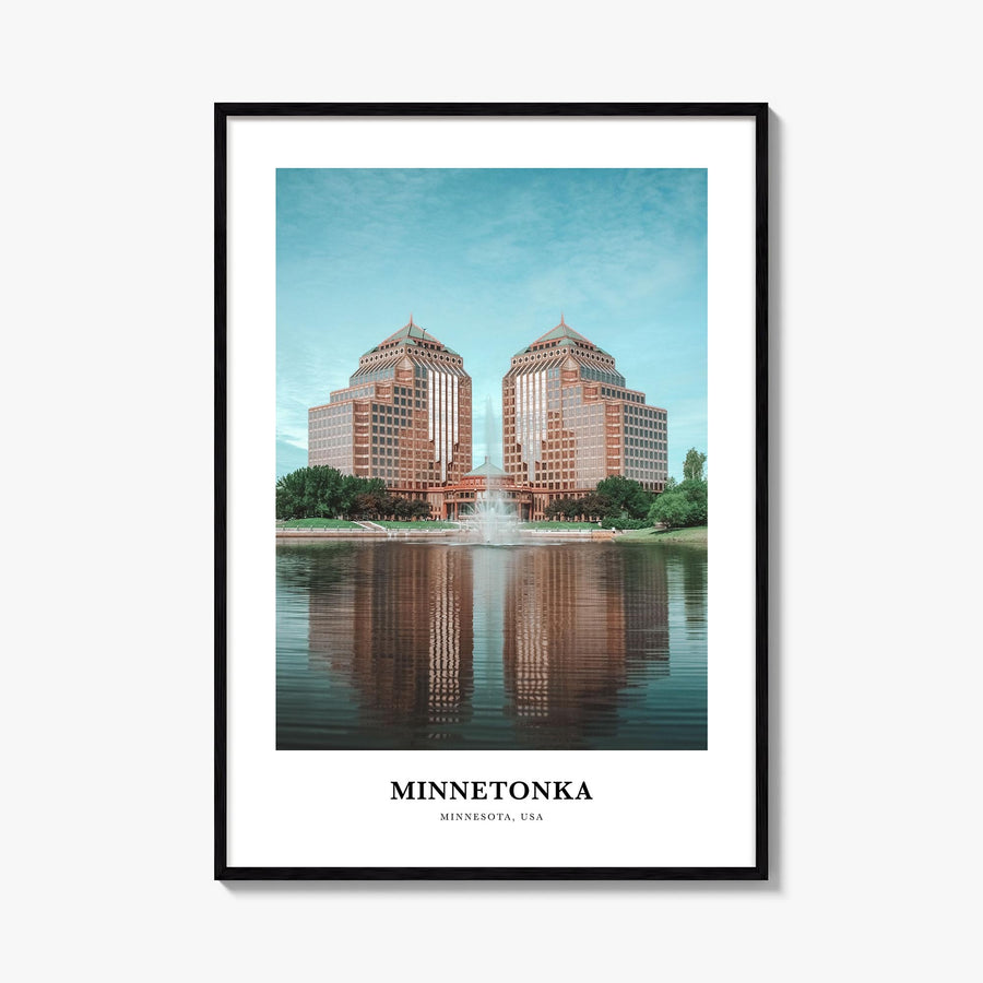 Minnetonka colorful classic poster of Minnesota, USA – vertical wall art, unframed print shown in interior mockup