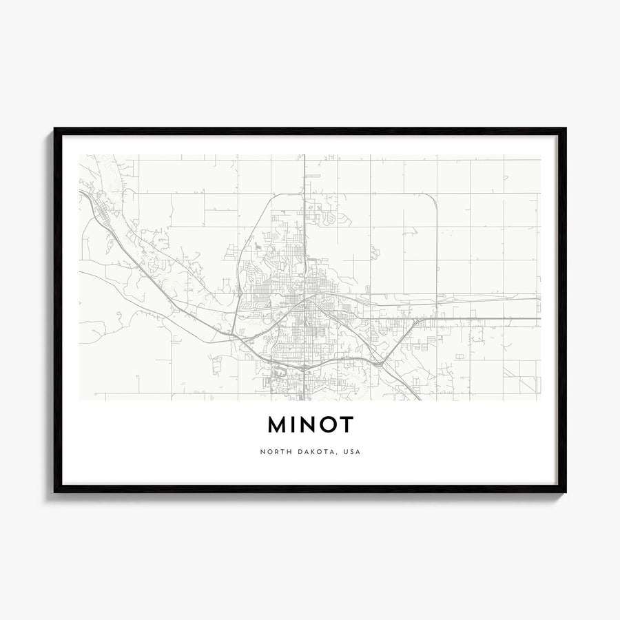 Minot Map Poster, framed poster mockup