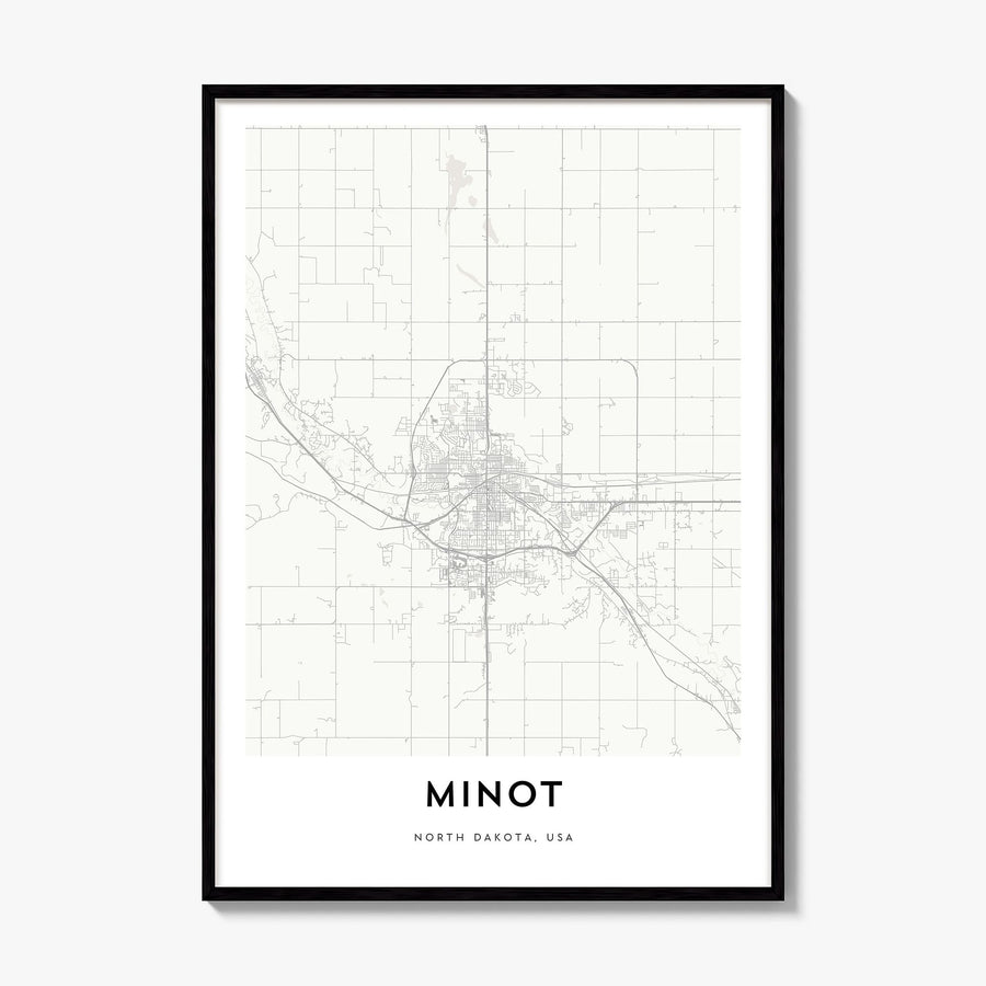 Minot Map Poster, framed poster mockup
