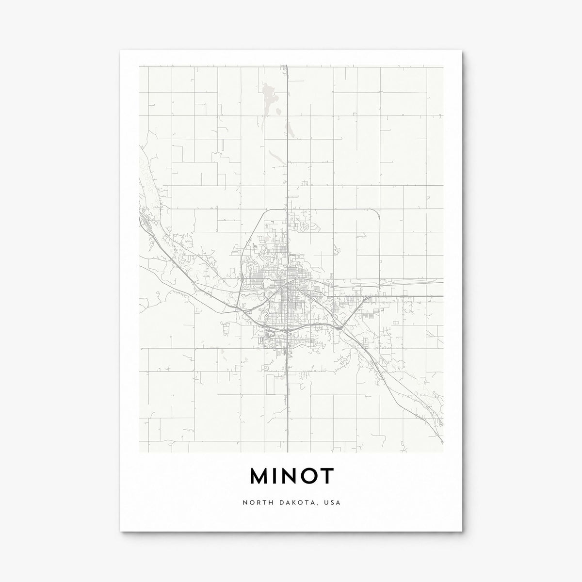 Minot Map Poster, print only (unframed)