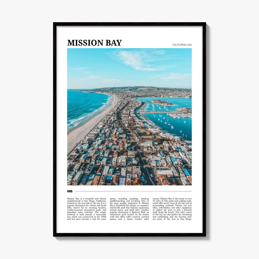 Mission Bay Travel Poster, framed poster mockup