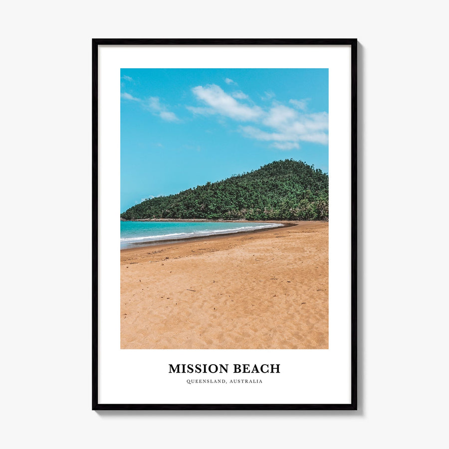 Mission Beach, Queensland Classic Poster, framed poster mockup