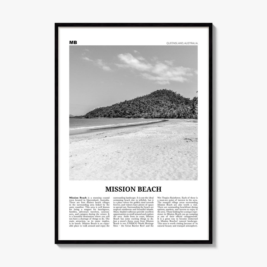 Mission Beach, Queensland Newspaper Poster, framed poster mockup
