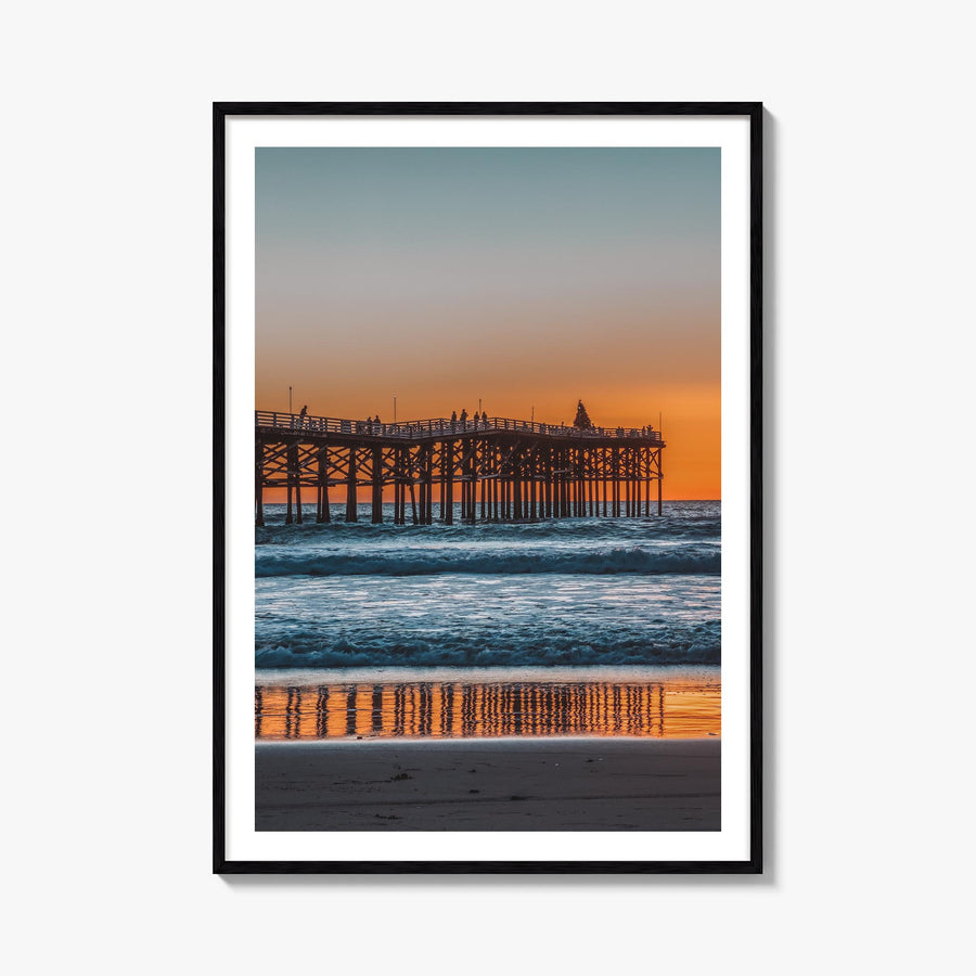 Mission Beach, San Diego colorful photo poster of California, USA – vertical wall art, unframed print shown in interior mocku