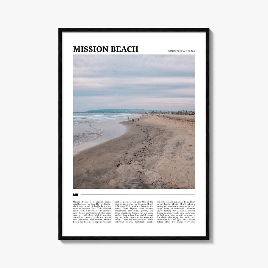 Mission Beach, San Diego no. 1 colorful travel poster of California, USA – vertical wall art, unframed print shown in interio