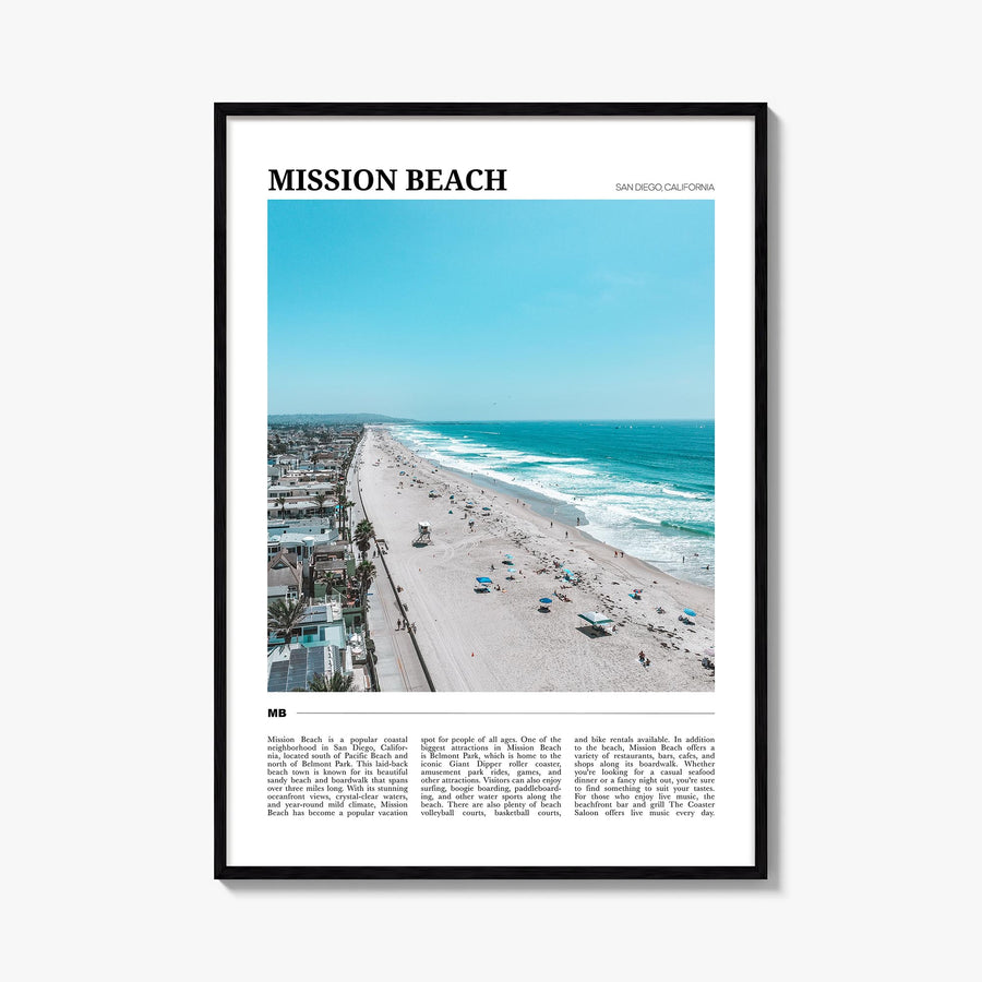 Mission Beach, San Diego no. 2 colorful travel poster of California, USA – vertical wall art, unframed print shown in interio