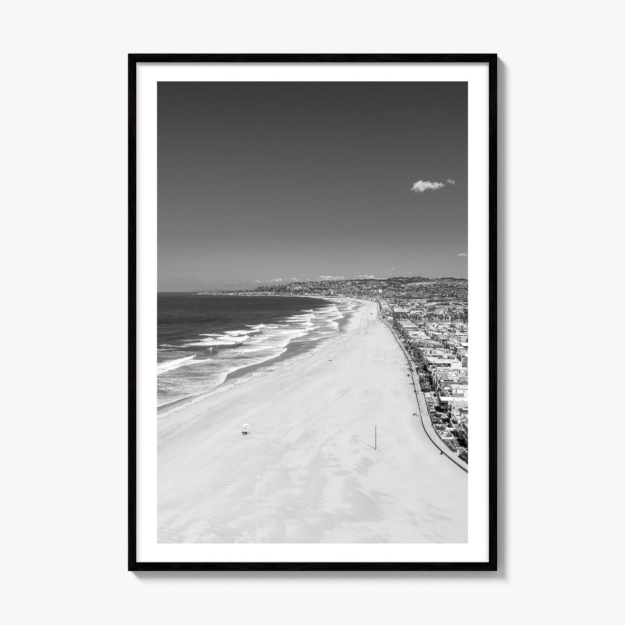 Mission Beach, San Diego Photo Poster, framed poster mockup, white border