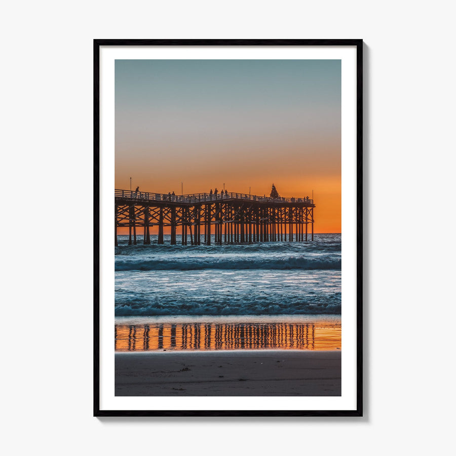 Mission Beach, San Diego Photo Poster, framed poster mockup, white border
