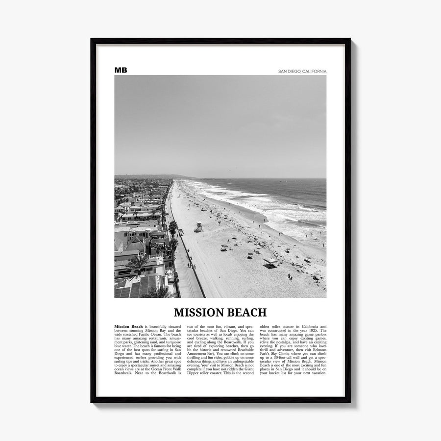 Mission Beach, San Diego Newspaper No 1 Poster, framed poster mockup