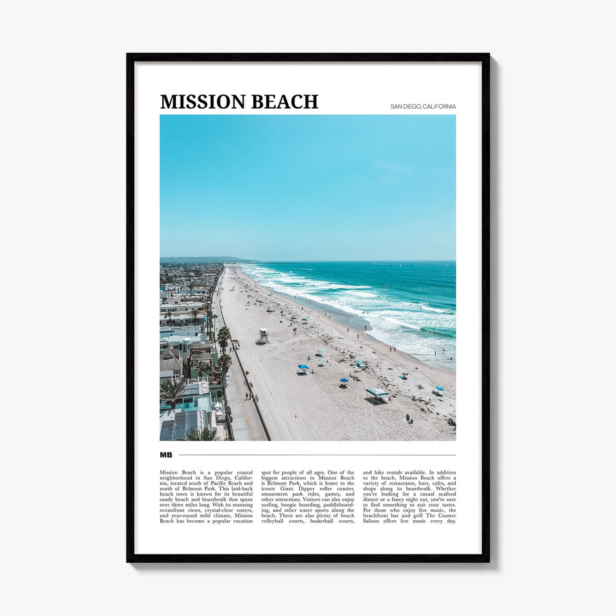 Mission Beach, San Diego Travel No 2 Poster, framed poster mockup