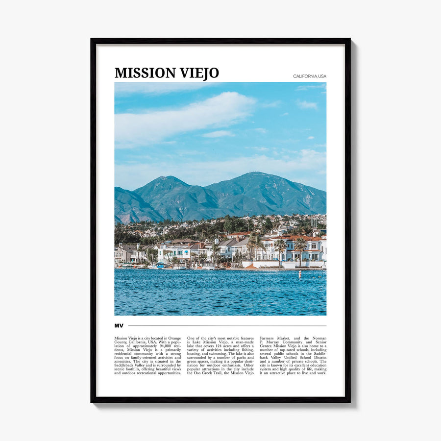 Mission Viejo Travel Poster, framed poster mockup