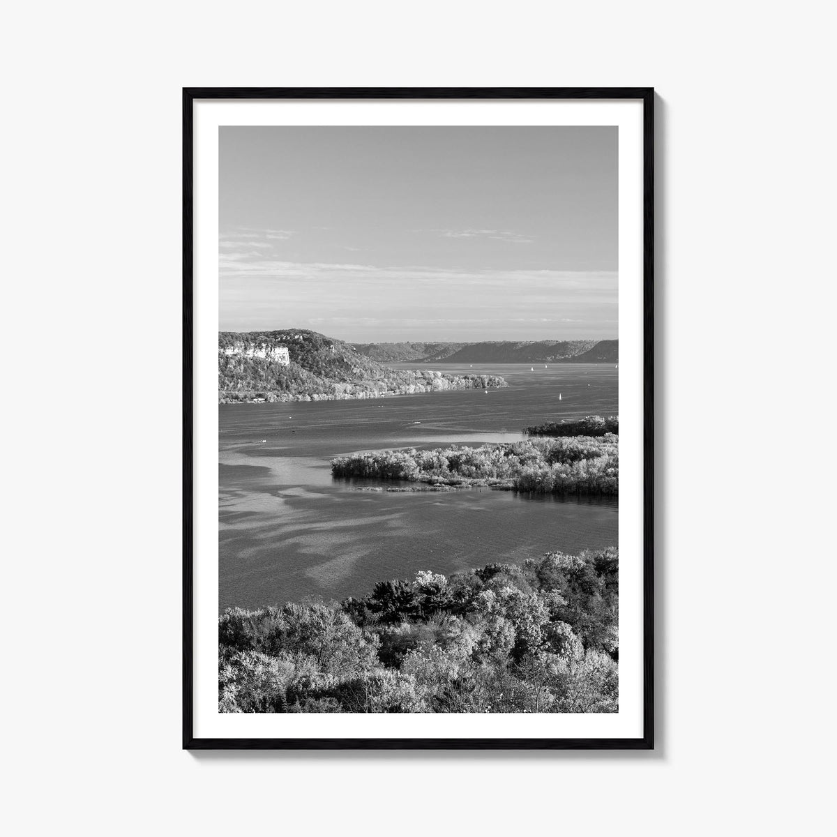 Mississippi black & white photo poster of United States – vertical wall art, unframed print shown in interior mockup