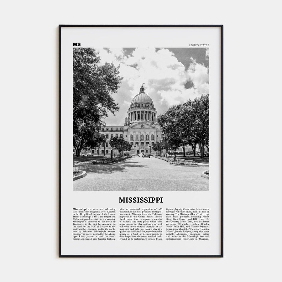 Mississippi No 1 Poster None / 8x12 in Nbourhood Travel B&W Poster