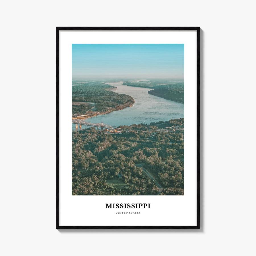 Mississippi no. 2 colorful classic poster of United States – vertical wall art, unframed print shown in interior mockup