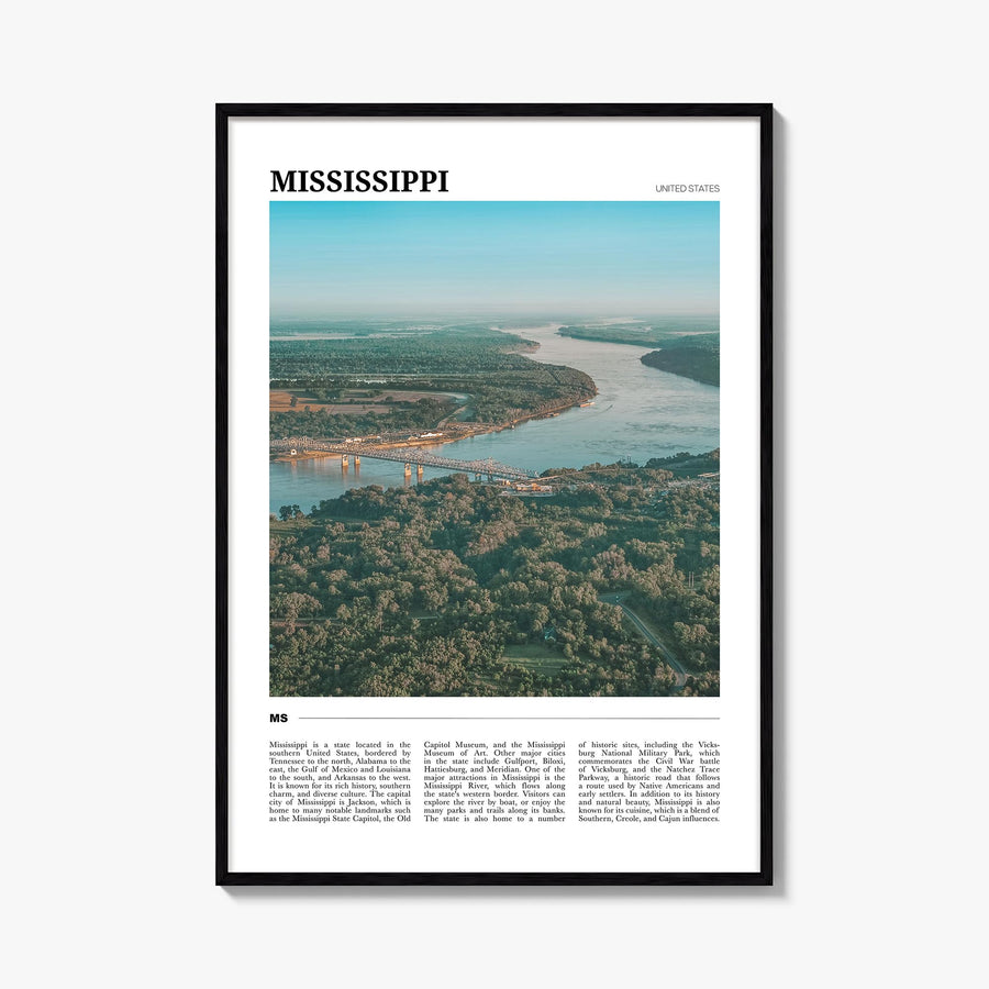 Mississippi no. 2 colorful travel poster of United States – vertical wall art, unframed print shown in interior mockup