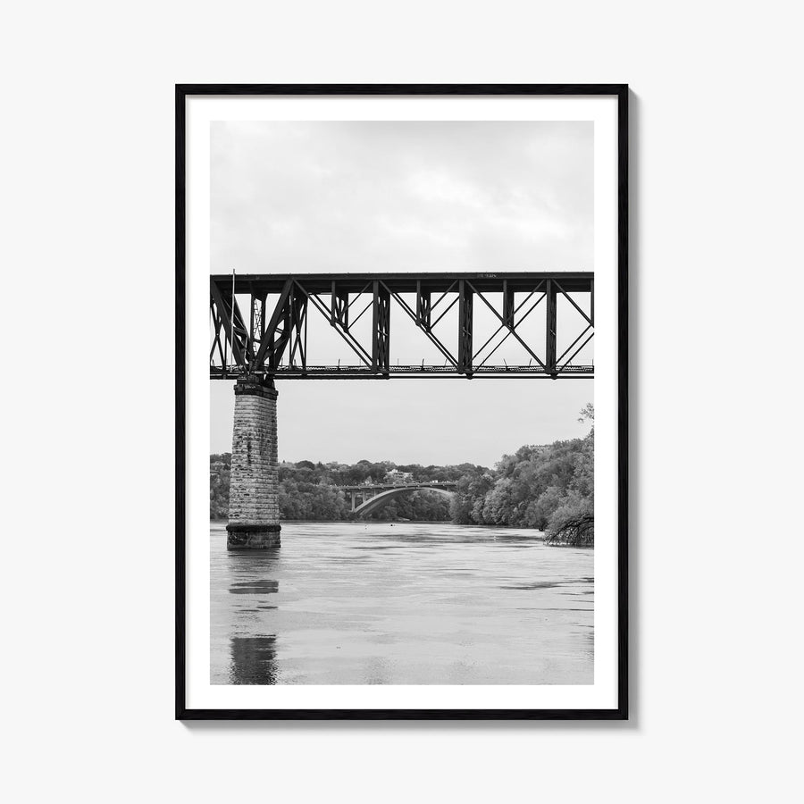Mississippi River black & white photo poster of United States – vertical wall art, unframed print shown in interior mockup