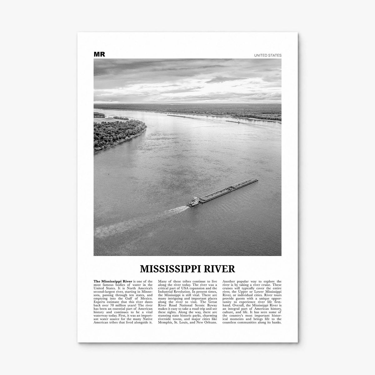 Mississippi River Newspaper Poster, print only (unframed)