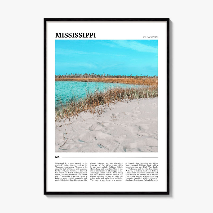 Mississippi Travel No 1 Poster, framed poster mockup