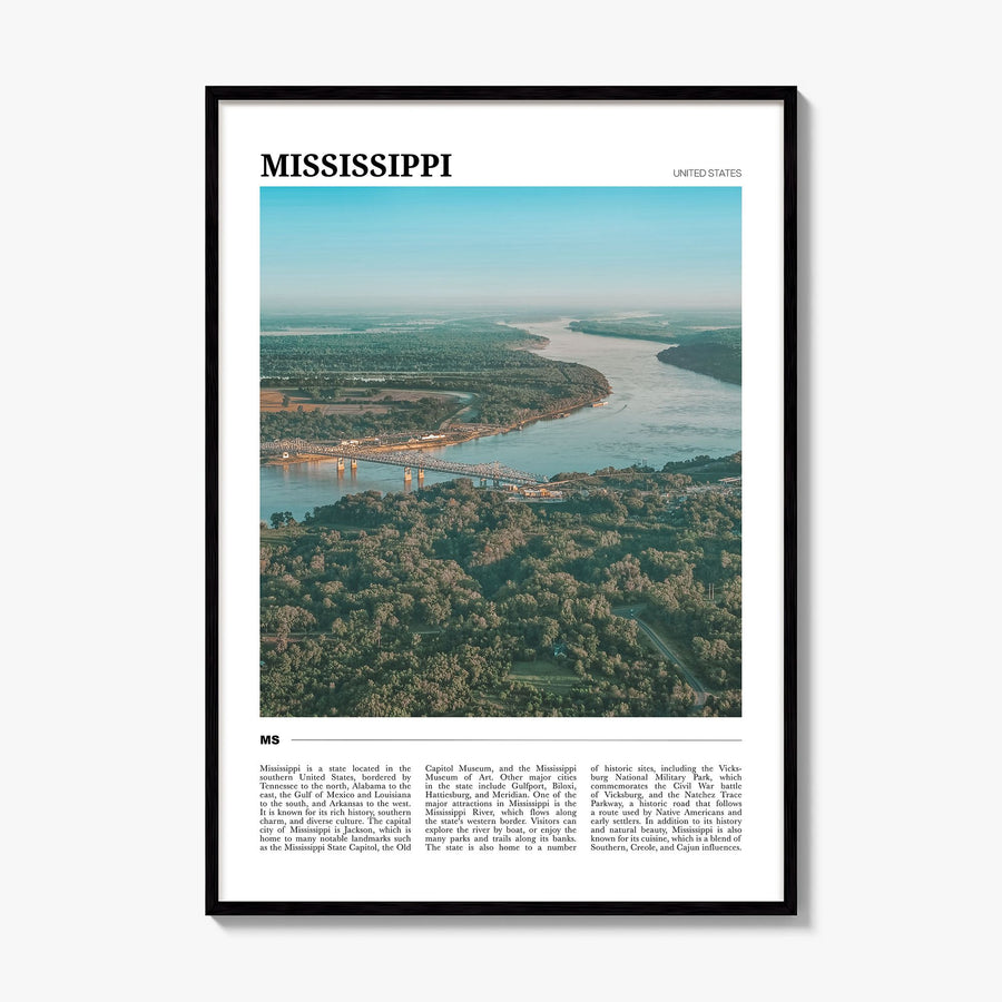 Mississippi Travel No 2 Poster, framed poster mockup