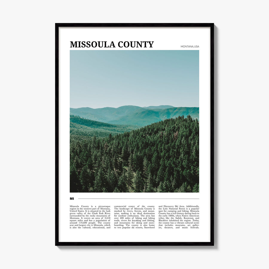 Missoula County Travel Poster, framed poster mockup