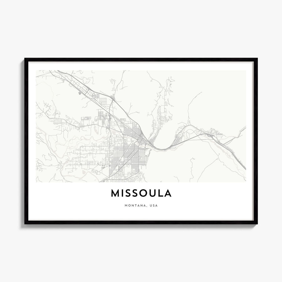 Missoula Map Poster, framed poster mockup