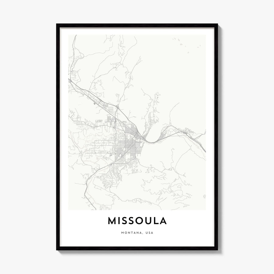 Missoula Map Poster, framed poster mockup