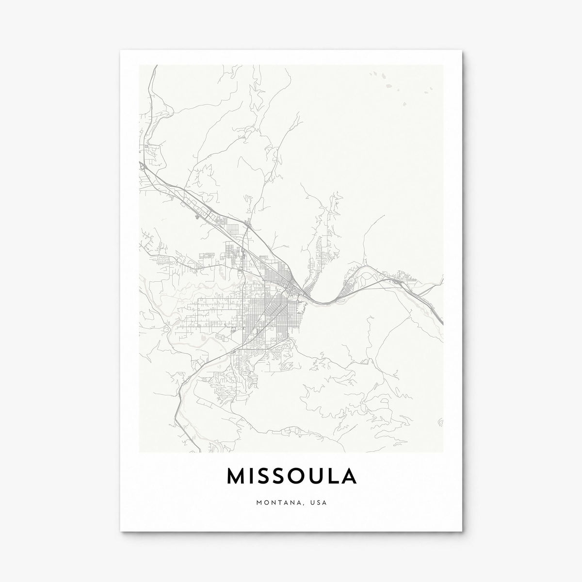 Missoula Map Poster, print only (unframed)