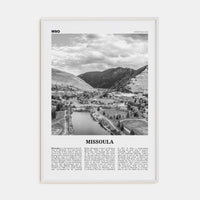 Missoula Poster White Wood / 8x12 in Nbourhood Travel B&W Poster