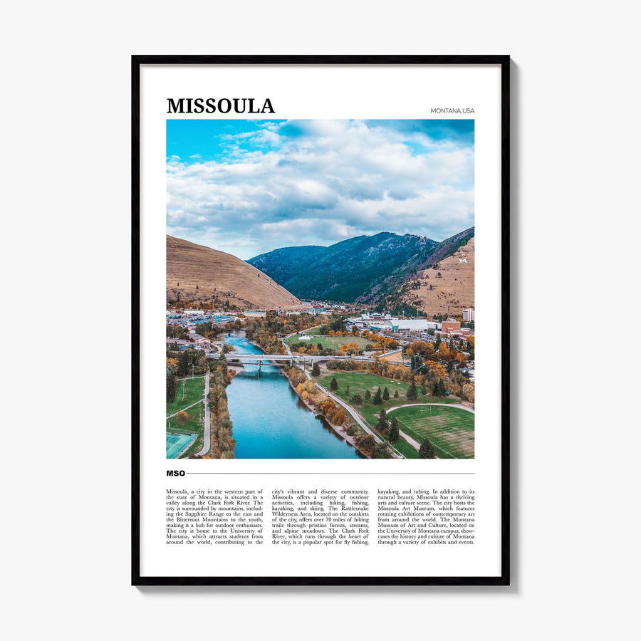 Missoula Travel Poster, framed poster mockup