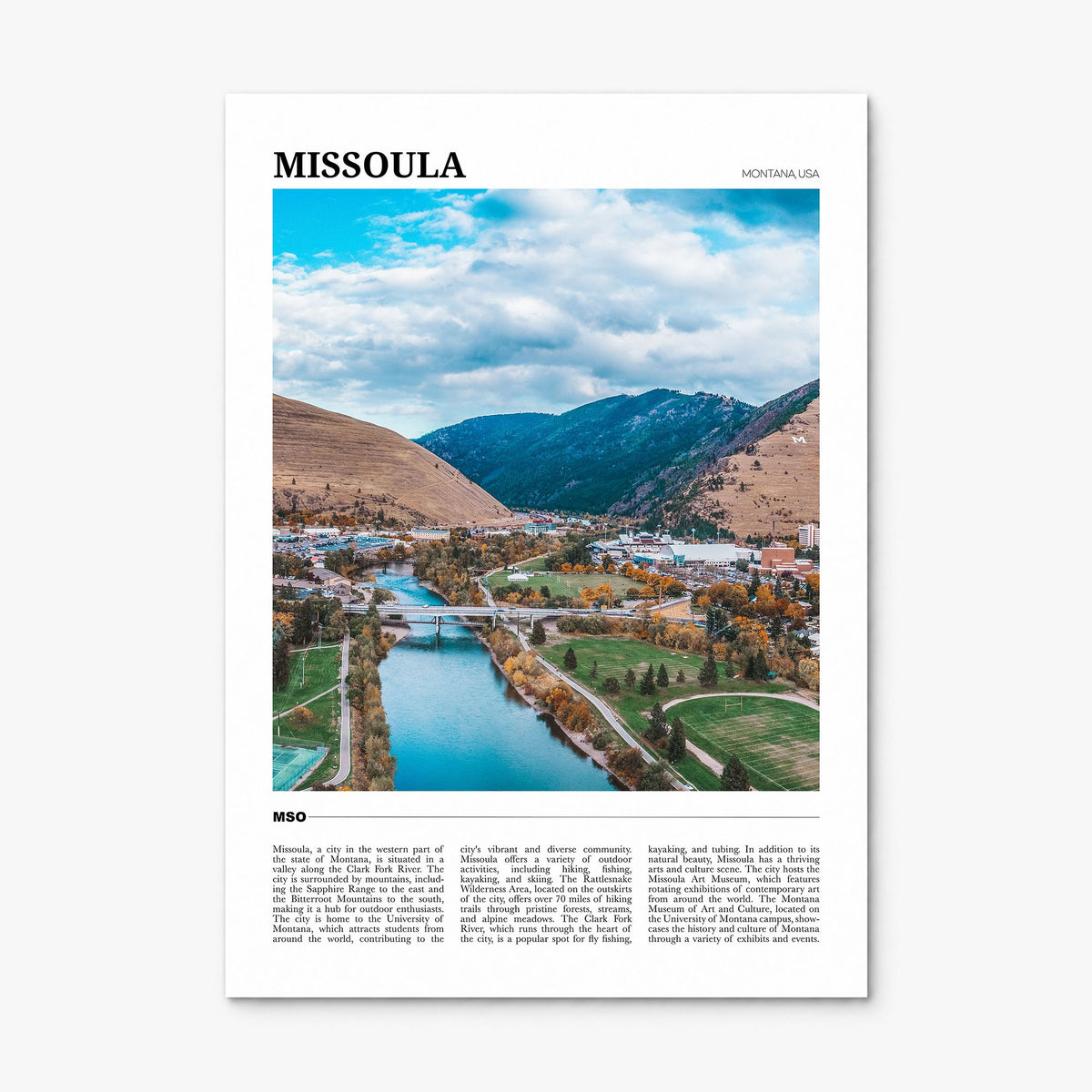 Missoula Travel Poster, print only (unframed)