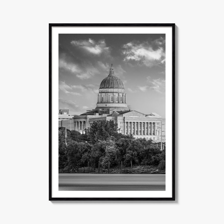 Missouri black & white photo poster of United States – vertical wall art, unframed print shown in interior mockup