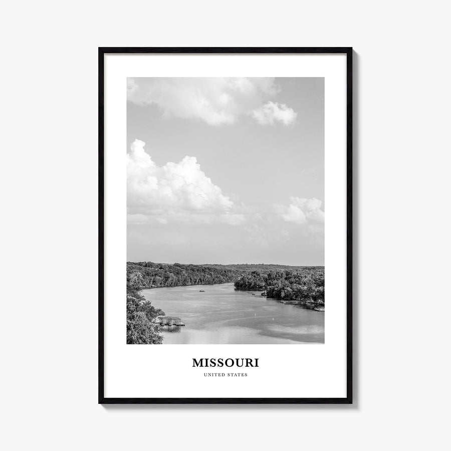 Missouri no. 2 black & white classic poster of United States – vertical wall art, unframed print shown in interior mockup