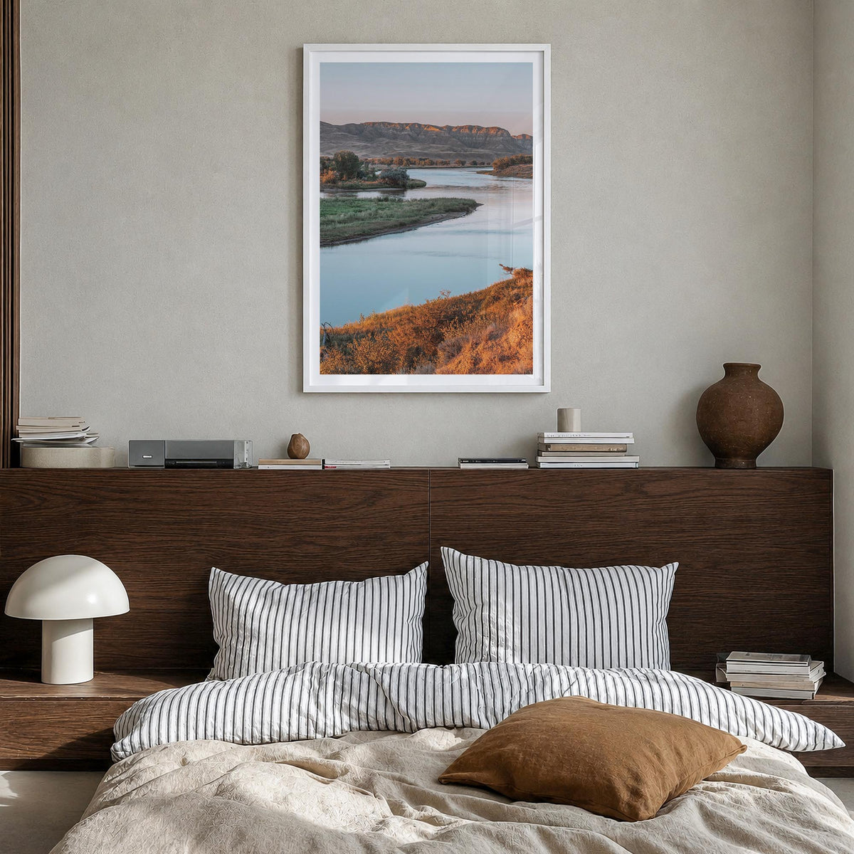 Missouri no. 2 colorful photo poster of United States – vertical wall art in white wood frame with white border, hanging on w