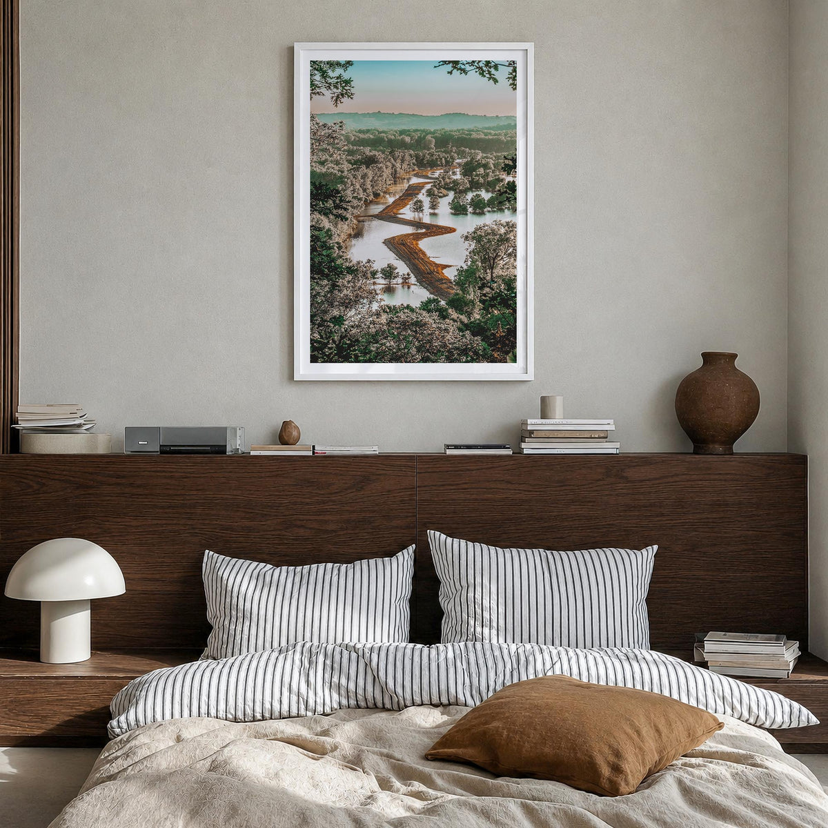 Missouri no. 3 colorful photo poster of United States – vertical wall art in white wood frame with white border, hanging on w