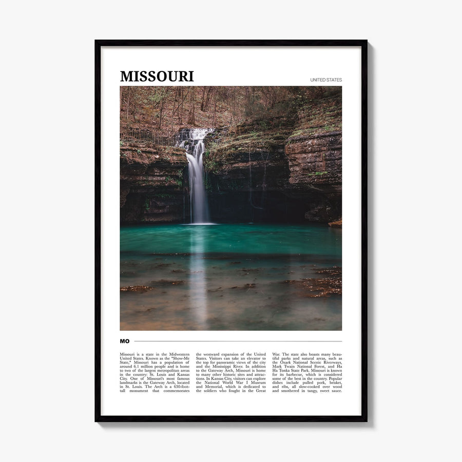 Missouri Travel Poster, framed poster mockup