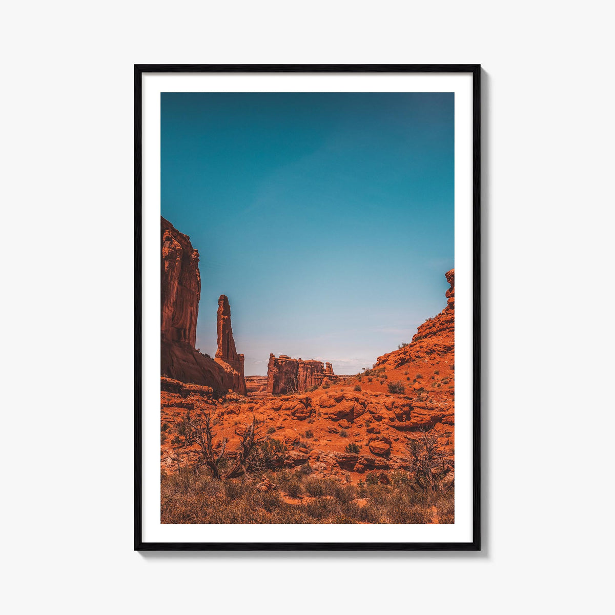 Moab colorful photo poster of Utah, USA – vertical wall art, unframed print shown in interior mockup