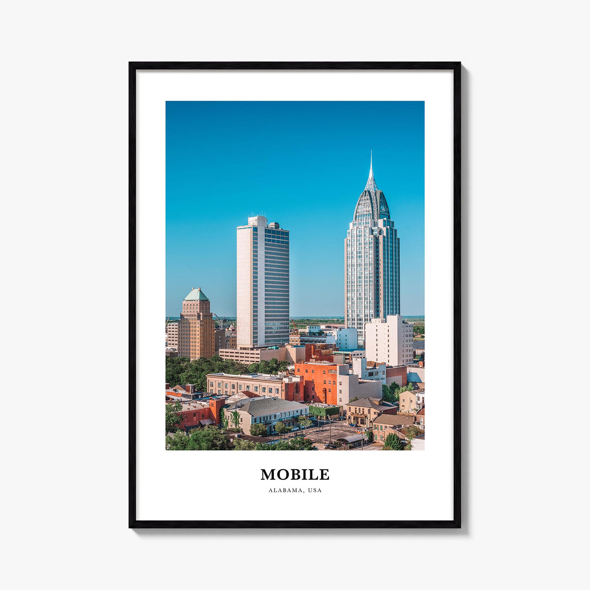 Mobile colorful classic poster of Alabama, USA – vertical wall art, unframed print shown in interior mockup