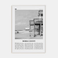 Mobile County Poster White Wood / 8x12 in Nbourhood Travel B&W Poster