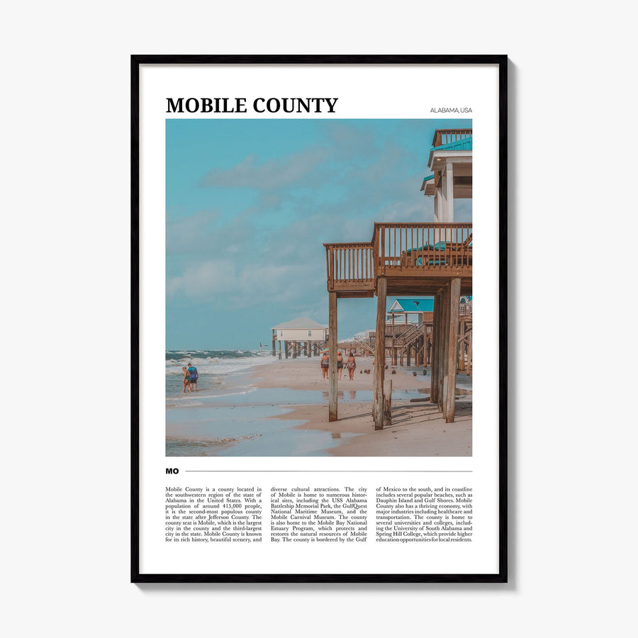 Mobile County Travel Poster, framed poster mockup
