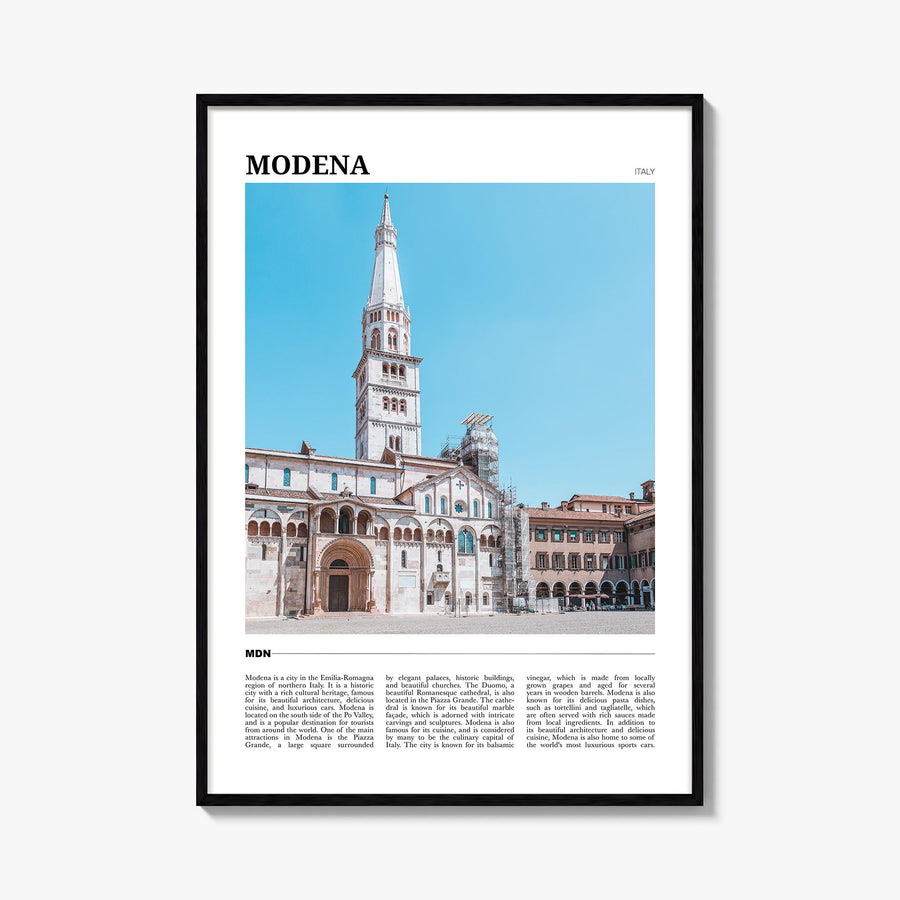 Modena colorful travel poster of Italy – vertical wall art, unframed print shown in interior mockup