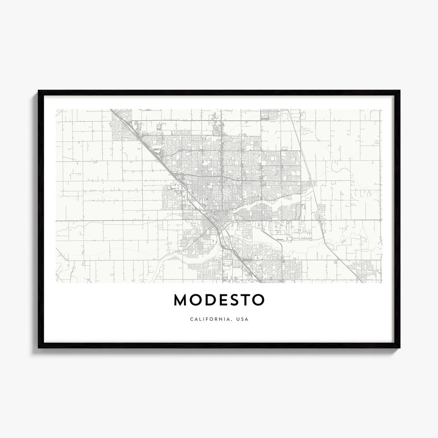 Modesto Map Poster, framed poster mockup