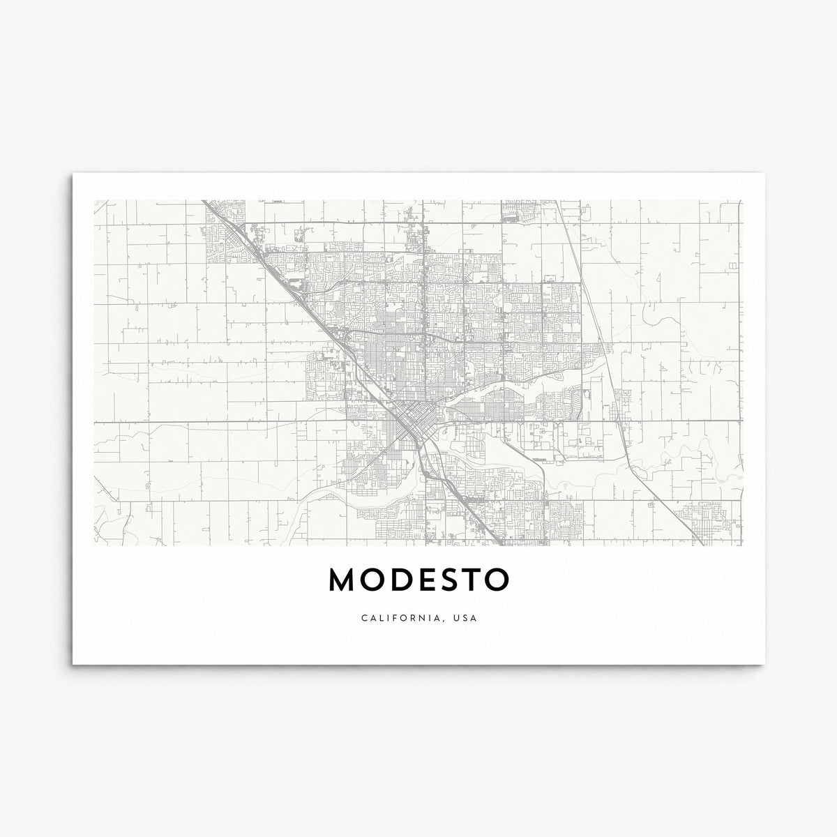 Modesto Map Poster, print only (unframed)